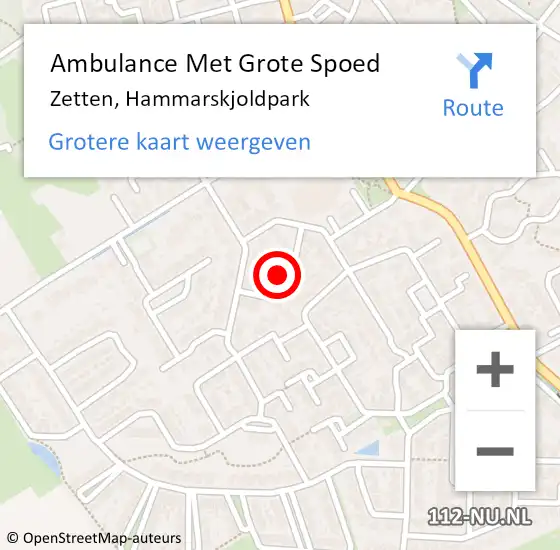 Locatie op kaart van de 112 melding: Ambulance Met Grote Spoed Naar Zetten, Hammarskjoldpark op 19 maart 2019 21:03