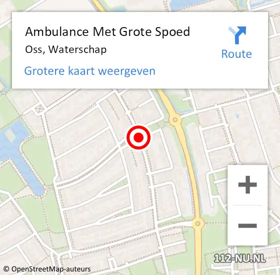 Locatie op kaart van de 112 melding: Ambulance Met Grote Spoed Naar Oss, Waterschap op 19 maart 2019 21:04