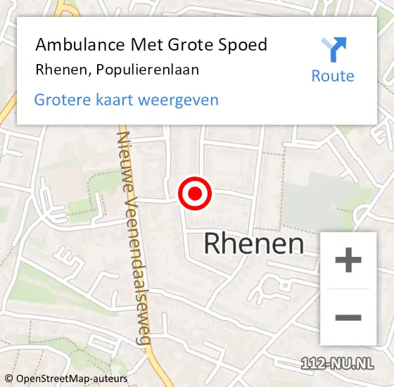 Locatie op kaart van de 112 melding: Ambulance Met Grote Spoed Naar Rhenen, Populierenlaan op 19 maart 2019 21:57