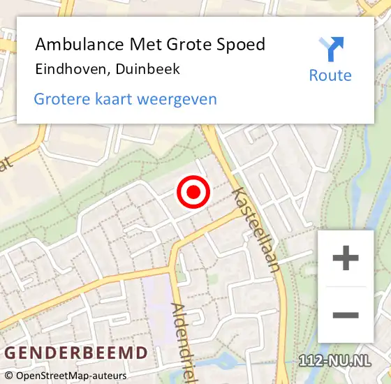 Locatie op kaart van de 112 melding: Ambulance Met Grote Spoed Naar Eindhoven, Duinbeek op 20 maart 2019 00:45