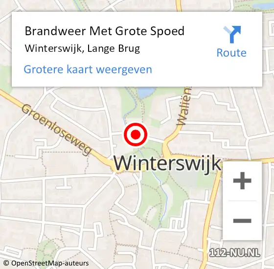 Locatie op kaart van de 112 melding: Brandweer Met Grote Spoed Naar Winterswijk, Lange Brug op 20 maart 2019 05:13