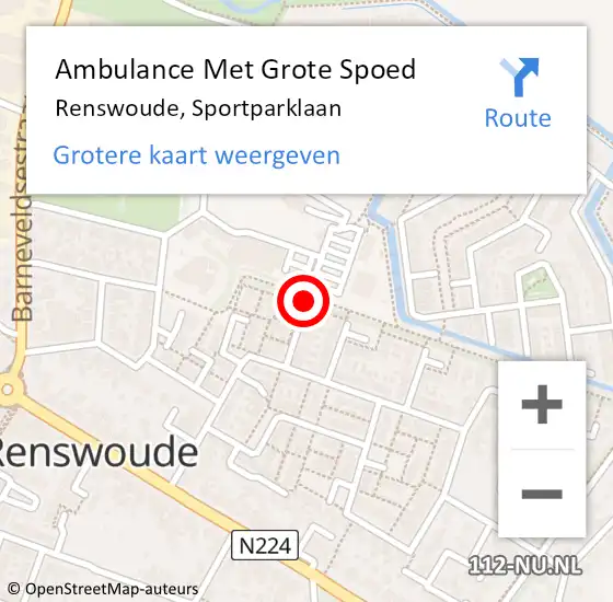 Locatie op kaart van de 112 melding: Ambulance Met Grote Spoed Naar Renswoude, Sportparklaan op 20 maart 2019 05:47