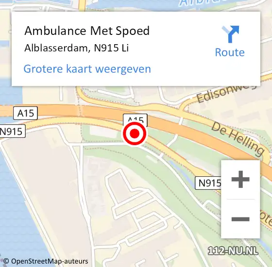 Locatie op kaart van de 112 melding: Ambulance Met Spoed Naar Alblasserdam, N915 Li op 20 maart 2019 08:26