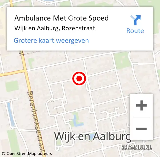 Locatie op kaart van de 112 melding: Ambulance Met Grote Spoed Naar Wijk en Aalburg, Rozenstraat op 20 maart 2019 08:55