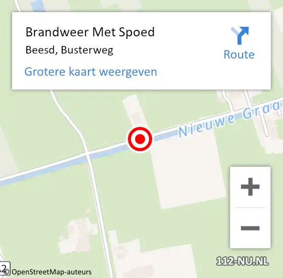 Locatie op kaart van de 112 melding: Brandweer Met Spoed Naar Beesd, Busterweg op 20 maart 2019 08:56