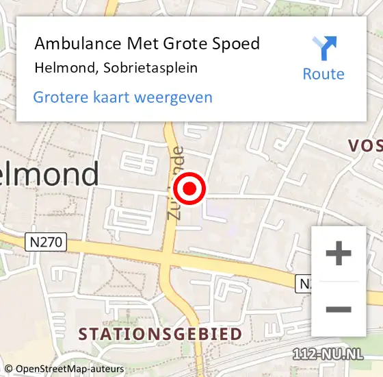 Locatie op kaart van de 112 melding: Ambulance Met Grote Spoed Naar Helmond, Sobrietasplein op 20 maart 2019 09:12