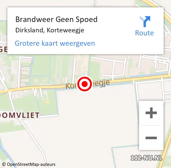 Locatie op kaart van de 112 melding: Brandweer Geen Spoed Naar Dirksland, Korteweegje op 20 maart 2019 09:12