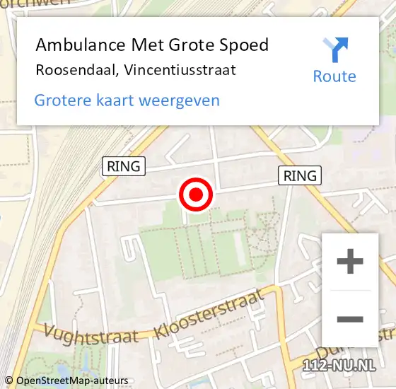 Locatie op kaart van de 112 melding: Ambulance Met Grote Spoed Naar Roosendaal, Vincentiusstraat op 20 maart 2019 10:08