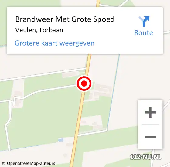 Locatie op kaart van de 112 melding: Brandweer Met Grote Spoed Naar Veulen, Lorbaan op 20 maart 2019 10:21