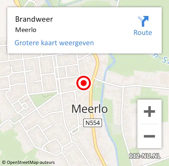 Locatie op kaart van de 112 melding: Brandweer Meerlo op 20 maart 2019 11:36