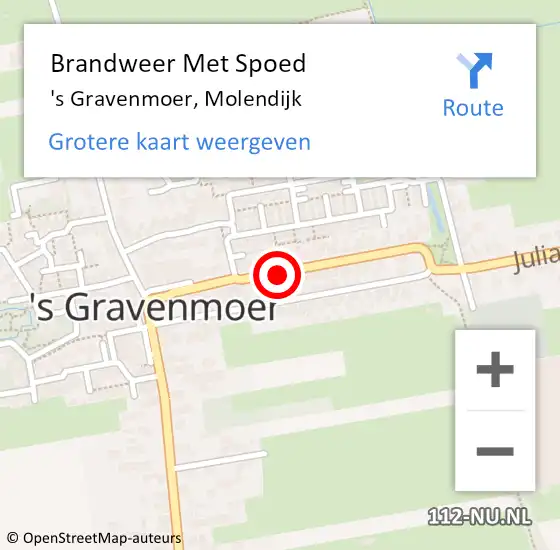 Locatie op kaart van de 112 melding: Brandweer Met Spoed Naar 's Gravenmoer, Molendijk op 20 maart 2019 11:53