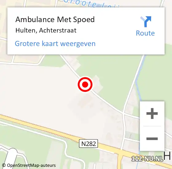 Locatie op kaart van de 112 melding: Ambulance Met Spoed Naar Hulten, Achterstraat op 20 maart 2019 13:06