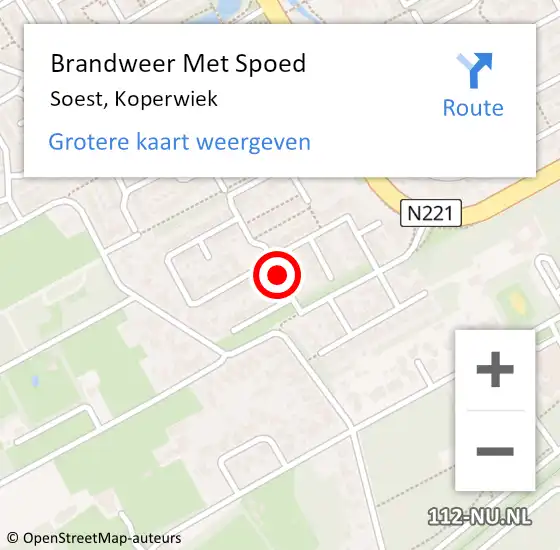 Locatie op kaart van de 112 melding: Brandweer Met Spoed Naar Soest, Koperwiek op 20 maart 2019 13:26