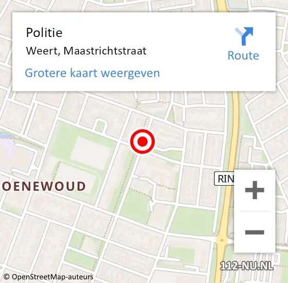 Locatie op kaart van de 112 melding: Politie Weert, Maastrichtstraat op 20 maart 2019 13:42