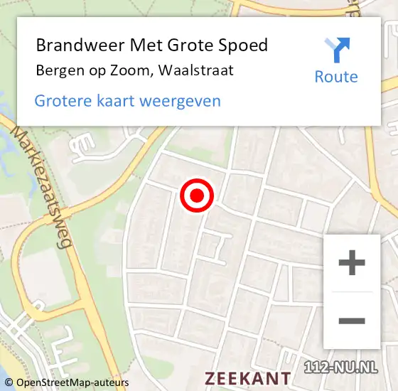 Locatie op kaart van de 112 melding: Brandweer Met Grote Spoed Naar Bergen op Zoom, Waalstraat op 20 maart 2019 14:13
