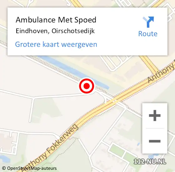 Locatie op kaart van de 112 melding: Ambulance Met Spoed Naar Eindhoven, Oirschotsedijk op 20 maart 2019 14:23