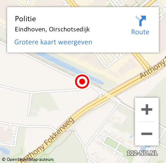 Locatie op kaart van de 112 melding: Politie Eindhoven, Oirschotsedijk op 20 maart 2019 14:24