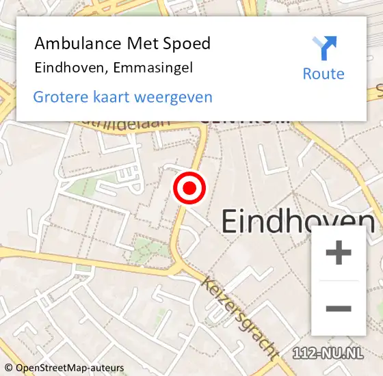 Locatie op kaart van de 112 melding: Ambulance Met Spoed Naar Eindhoven, Emmasingel op 20 maart 2019 14:47