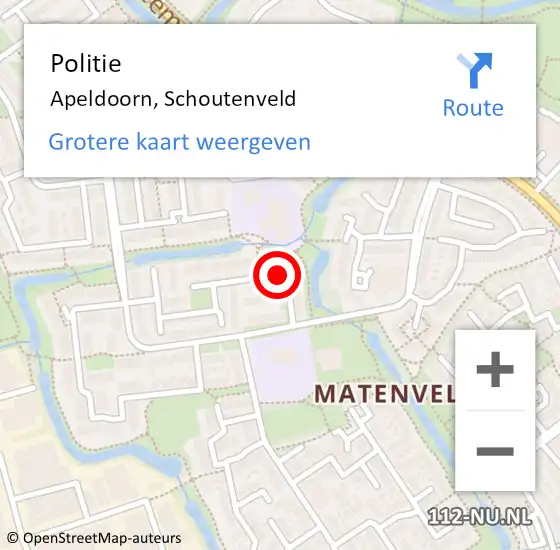 Locatie op kaart van de 112 melding: Politie Apeldoorn, Schoutenveld op 20 maart 2019 14:58