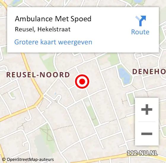 Locatie op kaart van de 112 melding: Ambulance Met Spoed Naar Reusel, Hekelstraat op 20 maart 2019 15:00