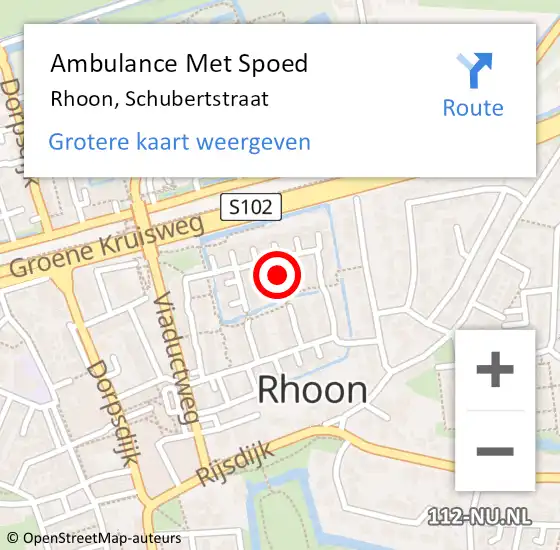 Locatie op kaart van de 112 melding: Ambulance Met Spoed Naar Rhoon, Schubertstraat op 20 maart 2019 15:51