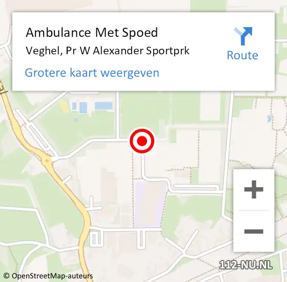 Locatie op kaart van de 112 melding: Ambulance Met Spoed Naar Veghel, Pr W Alexander Sportprk op 20 maart 2019 15:56