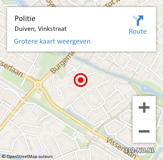 Locatie op kaart van de 112 melding: Politie Duiven, Vinkstraat op 20 maart 2019 15:56