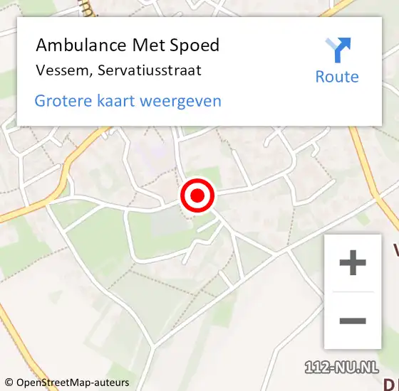 Locatie op kaart van de 112 melding: Ambulance Met Spoed Naar Vessem, Servatiusstraat op 20 maart 2019 15:57