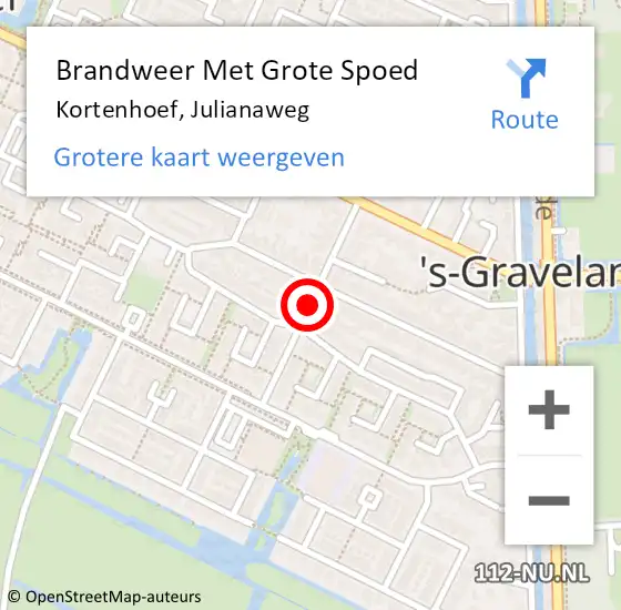 Locatie op kaart van de 112 melding: Brandweer Met Grote Spoed Naar Kortenhoef, Julianaweg op 20 maart 2019 16:18