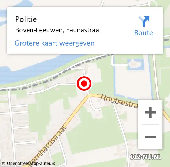 Locatie op kaart van de 112 melding: Politie Boven-Leeuwen, Faunastraat op 20 maart 2019 16:19