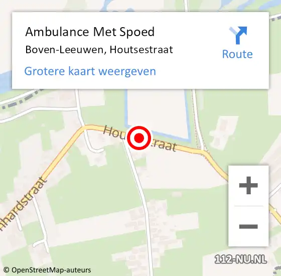 Locatie op kaart van de 112 melding: Ambulance Met Spoed Naar Boven-Leeuwen, Houtsestraat op 20 maart 2019 16:19