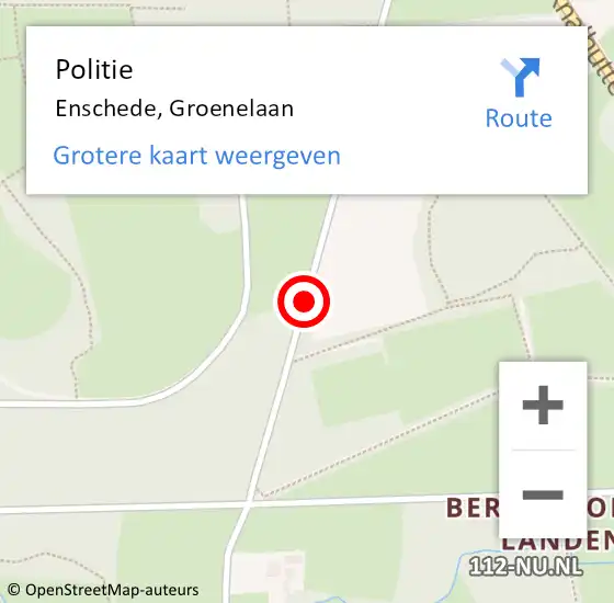 Locatie op kaart van de 112 melding: Politie Enschede, Groenelaan op 20 maart 2019 16:37