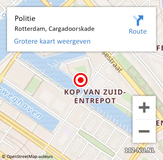 Locatie op kaart van de 112 melding: Politie Rotterdam, Cargadoorskade op 20 maart 2019 16:40