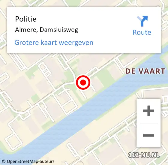 Locatie op kaart van de 112 melding: Politie Almere, Damsluisweg op 20 maart 2019 16:44