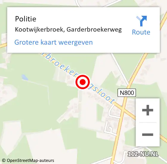 Locatie op kaart van de 112 melding: Politie Kootwijkerbroek, Garderbroekerweg op 20 maart 2019 17:15