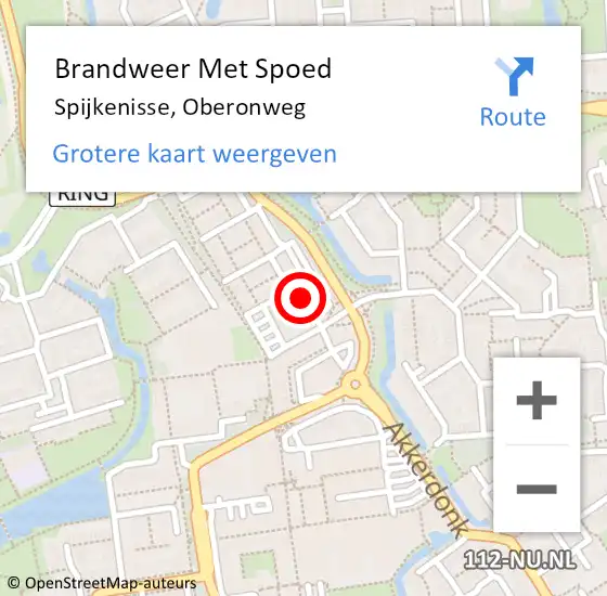 Locatie op kaart van de 112 melding: Brandweer Met Spoed Naar Spijkenisse, Oberonweg op 20 maart 2019 17:35