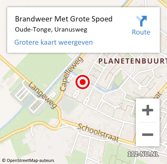 Locatie op kaart van de 112 melding: Brandweer Met Grote Spoed Naar Oude-Tonge, Uranusweg op 20 maart 2019 17:37