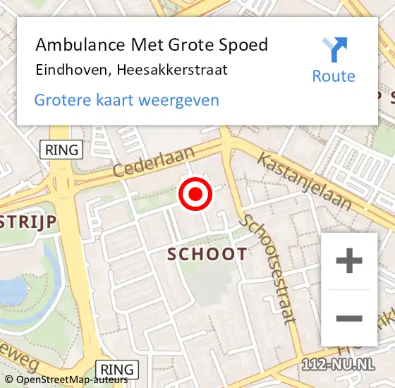 Locatie op kaart van de 112 melding: Ambulance Met Grote Spoed Naar Eindhoven, Heesakkerstraat op 20 maart 2019 17:48