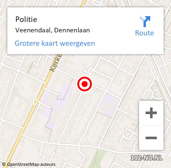 Locatie op kaart van de 112 melding: Politie Veenendaal, Dennenlaan op 20 maart 2019 18:44