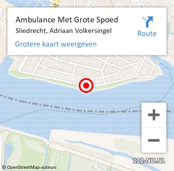 Locatie op kaart van de 112 melding: Ambulance Met Grote Spoed Naar Sliedrecht, Adriaan Volkersingel op 20 maart 2019 19:49