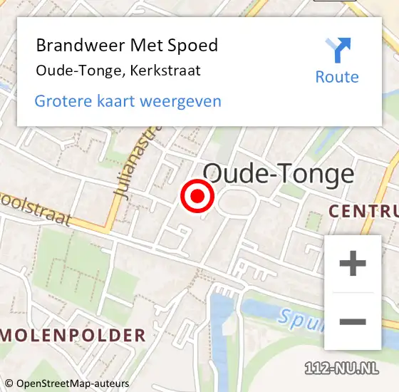 Locatie op kaart van de 112 melding: Brandweer Met Spoed Naar Oude-Tonge, Kerkstraat op 20 maart 2019 21:55