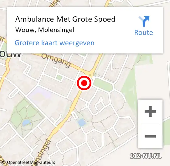 Locatie op kaart van de 112 melding: Ambulance Met Grote Spoed Naar Wouw, Molensingel op 20 maart 2019 21:59