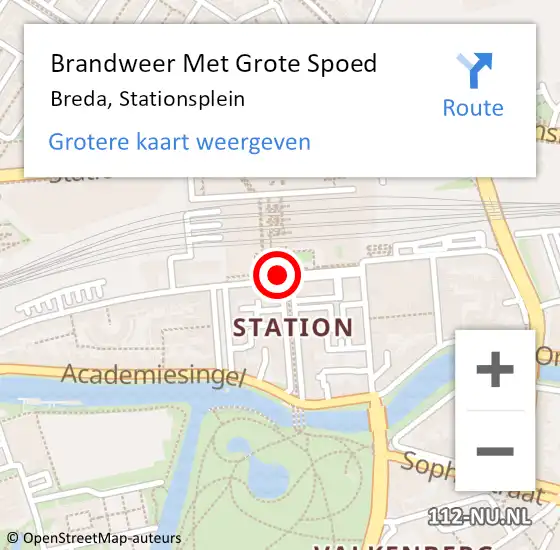 Locatie op kaart van de 112 melding: Brandweer Met Grote Spoed Naar Breda, Stationsplein op 20 maart 2019 22:12
