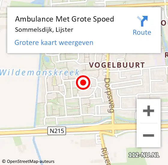 Locatie op kaart van de 112 melding: Ambulance Met Grote Spoed Naar Sommelsdijk, Lijster op 20 maart 2019 22:46