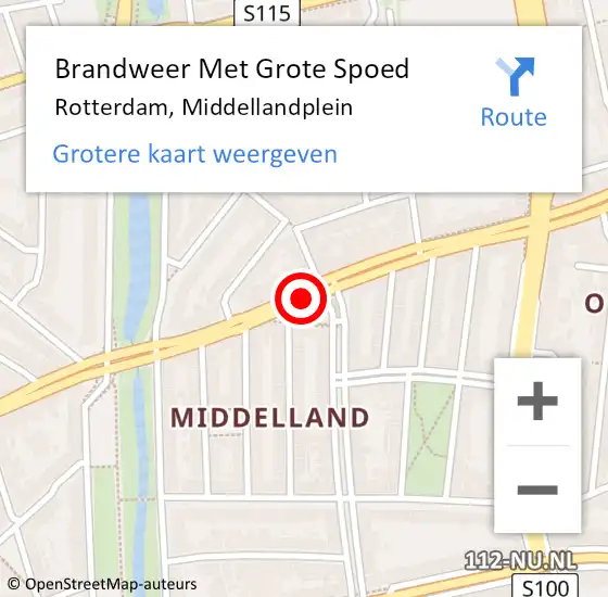 Locatie op kaart van de 112 melding: Brandweer Met Grote Spoed Naar Rotterdam, Middellandplein op 20 maart 2019 22:49