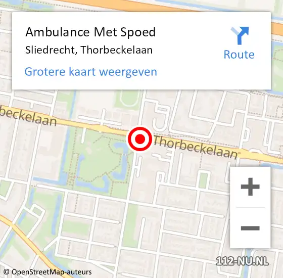 Locatie op kaart van de 112 melding: Ambulance Met Spoed Naar Sliedrecht, Thorbeckelaan op 20 maart 2019 23:26