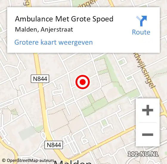 Locatie op kaart van de 112 melding: Ambulance Met Grote Spoed Naar Malden, Anjerstraat op 20 maart 2019 23:53