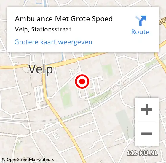 Locatie op kaart van de 112 melding: Ambulance Met Grote Spoed Naar Velp, Stationsstraat op 20 maart 2019 23:56