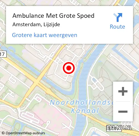 Locatie op kaart van de 112 melding: Ambulance Met Grote Spoed Naar Amsterdam, Lijzijde op 21 maart 2019 00:03