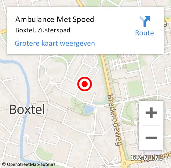 Locatie op kaart van de 112 melding: Ambulance Met Spoed Naar Boxtel, Zusterspad op 21 maart 2019 00:10